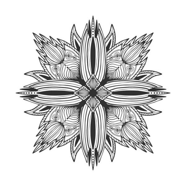 Floral tattoo mandala. Flower ornament pattern. Vector for adult coloring page or decoration. Creative interior print. — Stock Vector