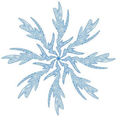 Kar tanesi illüzyonu. Yetişkin boyama sayfası veya geçici dövme. Yaratıcı Yeni Yıl baskı. Noel simgesi.