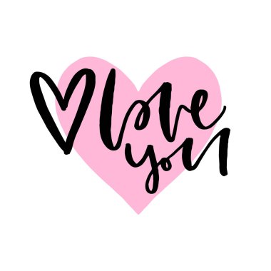 Seni hat sanatı seviyorum. Sevgililer günü baskısı. El yazısı tebrik kartı tasarımı. Sevgililer günü dekorasyonu için poster. Kaligrafik vektör illüstrasyonu.