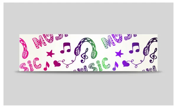 Music banner with musical elements. Vector card. — Stock Vector