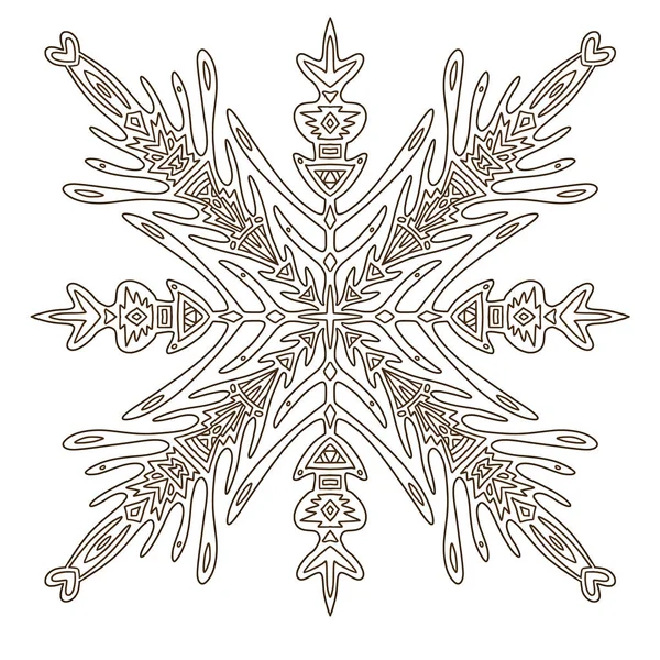 Fulg de zăpadă iluzii de Crăciun. Pagina de colorat pentru adulți sau tatuaj temporar. Creative New Year print . — Vector de stoc