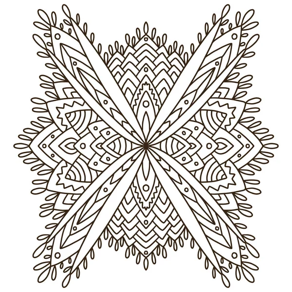 Mandala ornamental. Desenho de arte de tatuagem. Padrão de ornamento tapete. Vetor para página de coloração de adultos. Impressão de mandala interior . —  Vetores de Stock