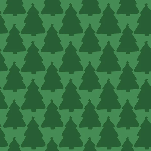 Nieuwjaar naadloze patroon. Merry Christmas inpakpapier. Groene boom ontwerp. — Stockvector