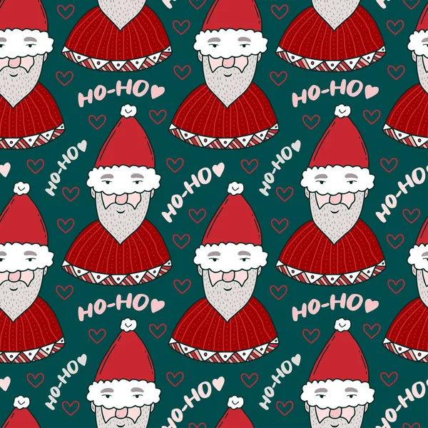 Weihnachten nahtlose Muster. Neues Jahr hellen Hintergrund. Geschenkpapier Textur. Weihnachts-Geschenkpapier-Muster mit lustigem Weihnachtsmann. — Stockvektor