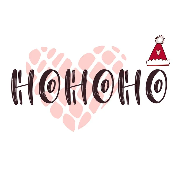 Nytt år handskrivet gratulationskort. Utskrivbar offertmallen. Kalligrafisk jul illustration. Nyår typografiska ikon med text Ho Ho Ho. — Stock vektor