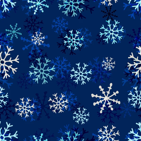 Weihnachten Schneeflocken Muster. Winter nahtlose Textur. Vektor blaue Hintergrundvorlage — Stockvektor