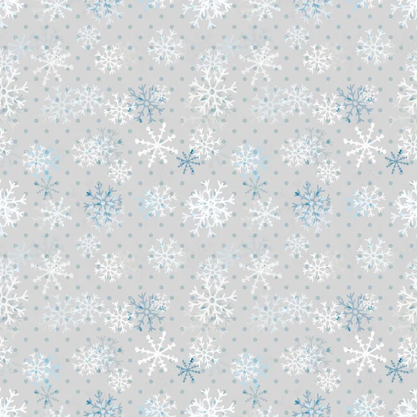 Weihnachten Schneeflocken Muster. Winter nahtlose Textur. Vektor graue Hintergrundvorlage. — Stockvektor