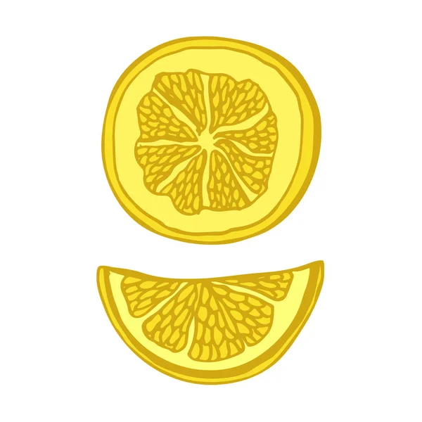 Значок ломтика лимона. Фруктовая наклейка. Состав для книги рецептов коктейлей . — стоковый вектор
