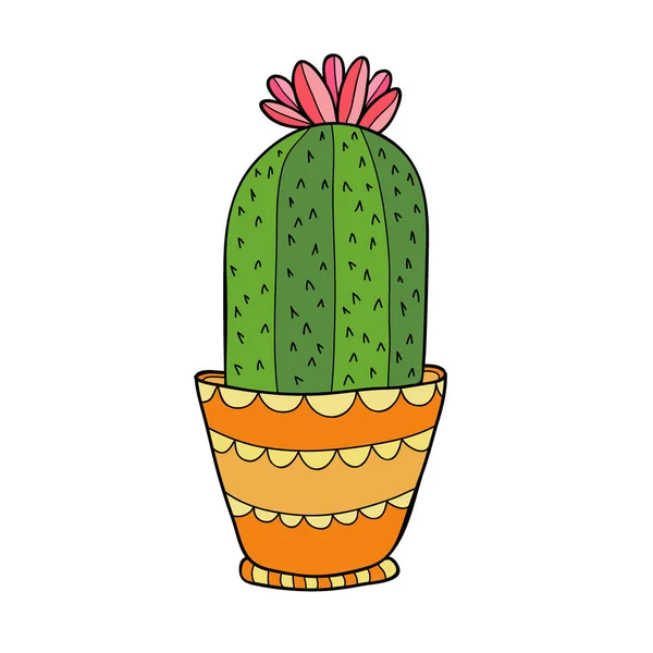 Cactus in pot Vector Icon. T-shirt design de impressão. Adesivo bonito. Cartaz interior . — Vetor de Stock