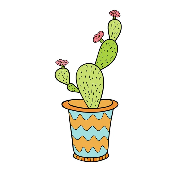 Cactus opuntia Vector Icon. T-shirt design de impressão. Adesivo bonito. Cartaz interior . — Vetor de Stock