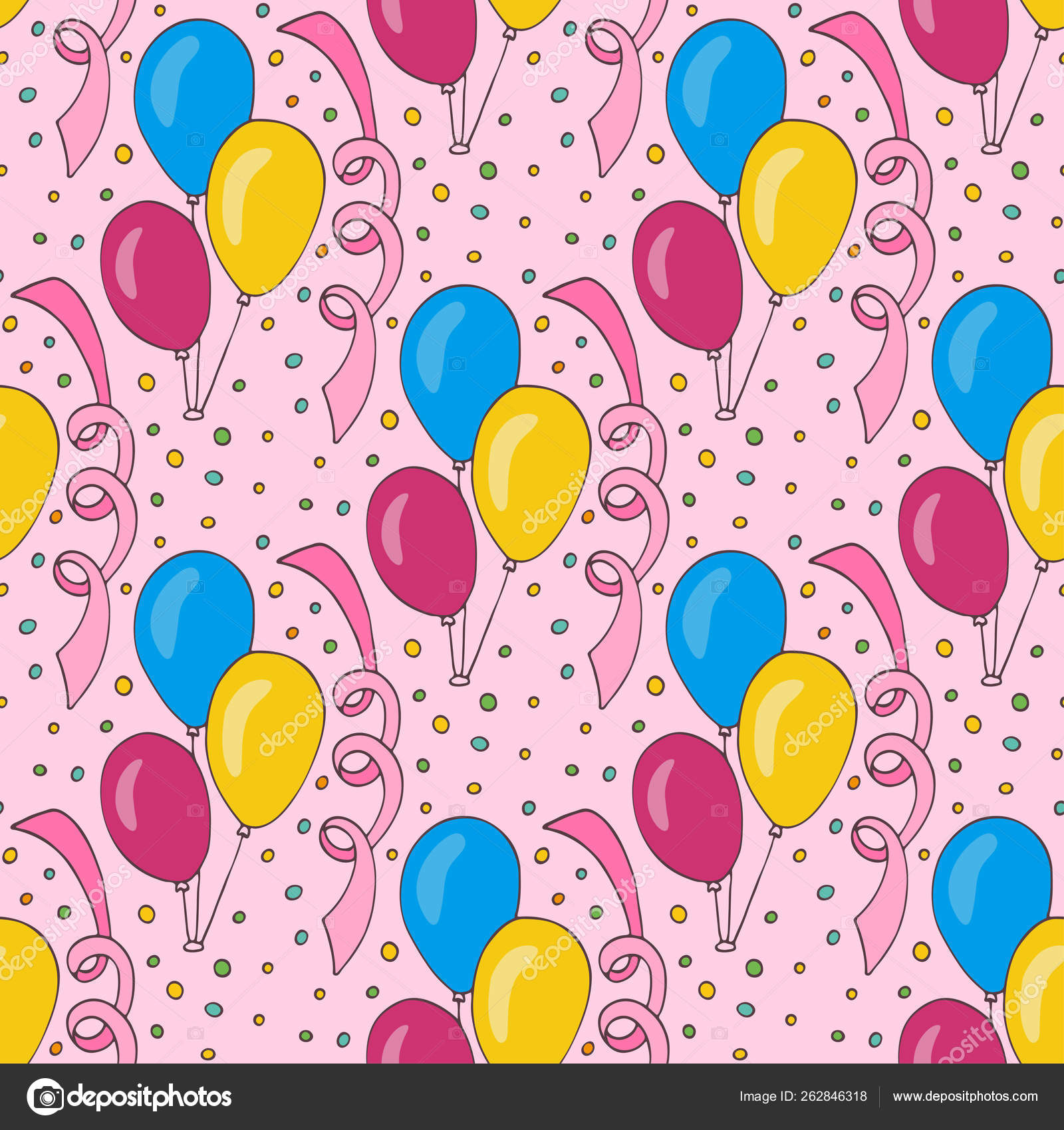 Colorful Birthday Seamless Pattern Design Stock Illustration