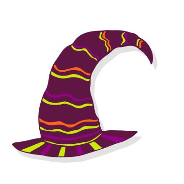 Cadılar Bayramı Şapka simgesi. Elle çizilmiş illüstrasyon. Etiket baskı tasarımı.