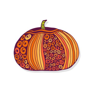 Autumn Pumpkin. Hand drawn illustration. Sticker print design. clipart