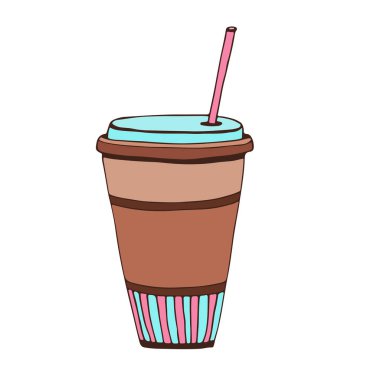 Kahve molası. Sıcak içecek baskı tasarımı. Vektör çizimi.