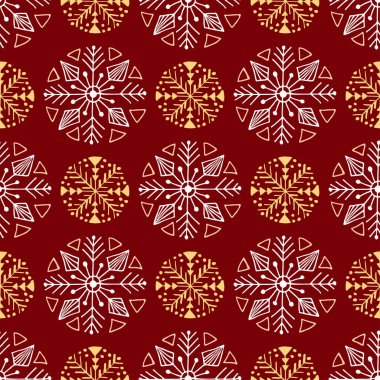 Kar taneleri ile Noel sorunsuz desen. Modern ambalaj kağıdı. Tekstil tasarımı, iç dekorasyon ve Yeni Yıl patter dekorasyon