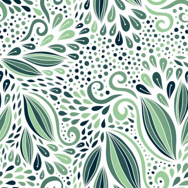 Çiçek dikişsiz desen. Yeşil modern doku. Tekstil veya ambalaj tasarımı için vektör baskı.