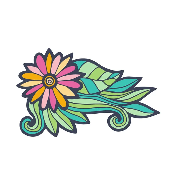 Ilustração de flores tropicais. T-shirt design de impressão. Tatuagem arte ou adesivo . —  Vetores de Stock