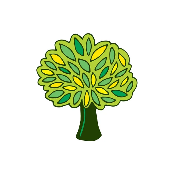 Icono del árbol. Ilustración vectorial de jardinería. Diseño de estampado de camiseta. Pegatina de garabato lindo . — Vector de stock