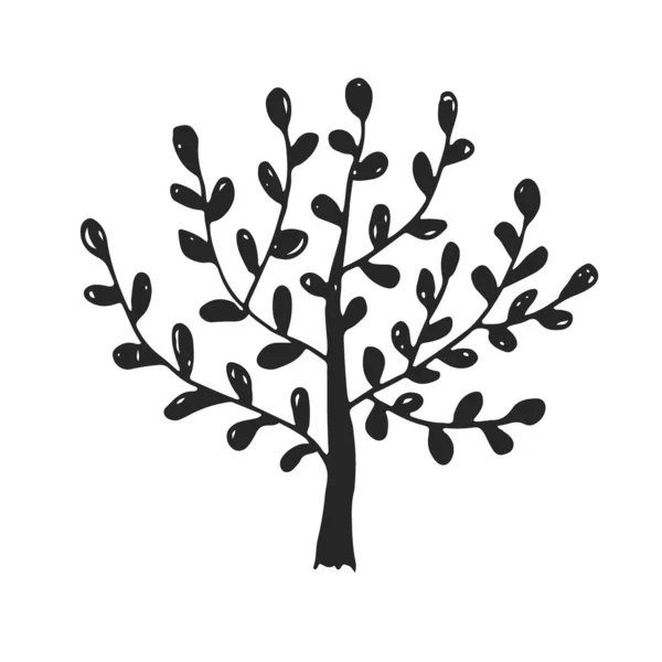 Árbol dibujado a mano. Camiseta de estampado rústico. Diseño de icono vectorial . — Vector de stock