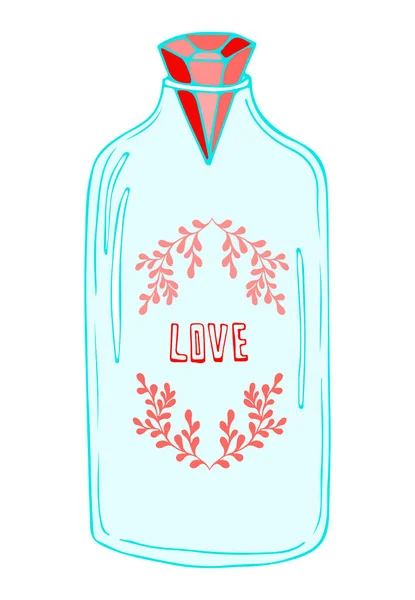 Mason jar illustratie. Romantische sticker met leuke jar. Valentines Day Card. — Stockvector