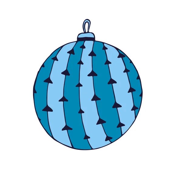 Chrismas mavi balosu. Elle çizilmiş illüstrasyon. Etiket baskı tasarımı. Yeni Yıl dekorasyonu. — Stok Vektör
