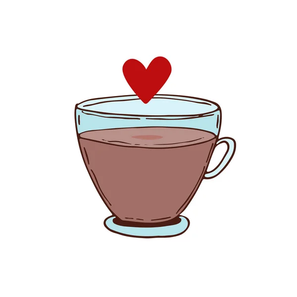 Kaffee-Illustration. Niedliches Printdesign. Valentinstag-Karte. — Stockvektor