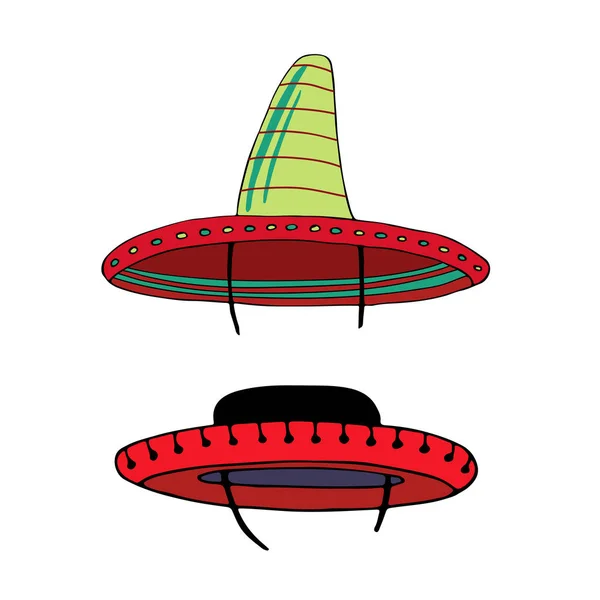 桑布雷罗插图。墨西哥帽子照片装饰。手绘插图. — 图库矢量图片