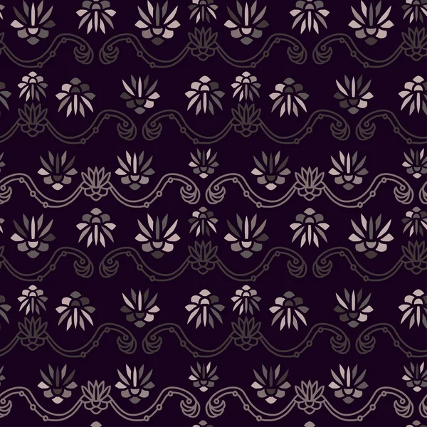 Starožitně hladké pozadí. Vzor pro návrh textilního tisku. Tmavý bezproblémové schéma se starobyvými květy. — Stockový vektor