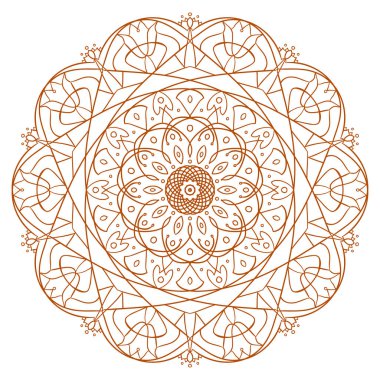 Benzersiz mandala tasarımı. Kitap sayfalarını boyamak için yuvarlak süs deseni. Kına dövme tasarımı için daire süsü.