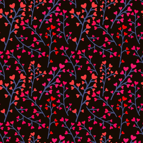 Patrón sin costura floral con corazones lindos. fondo del vector. Diseño de impresión textil . — Vector de stock