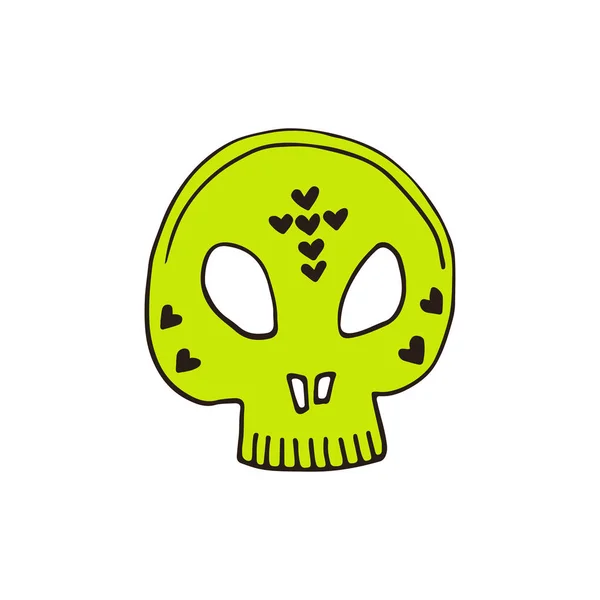 Skull Halloween icon. Hand drawn illustration. Sticker print design. Vector. — Stock Vector