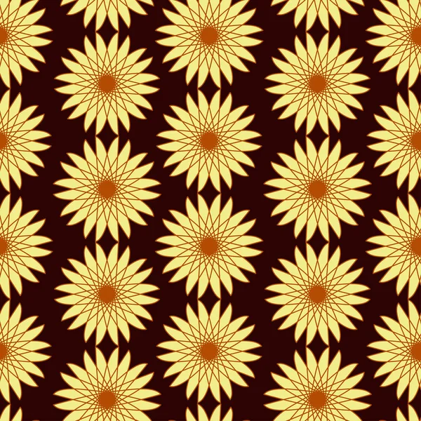 Geel bloemig naadloos patroon. Moderne vectorachtergrond met bloemen. Textielprint of verpakkingsontwerp. — Stockvector