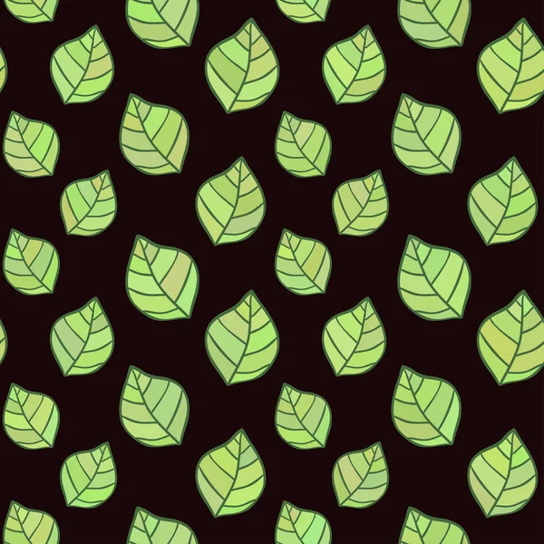 Patrón con hojas verdes. Fondo sin costuras de hojas de otoño. Ilustración vectorial . — Archivo Imágenes Vectoriales