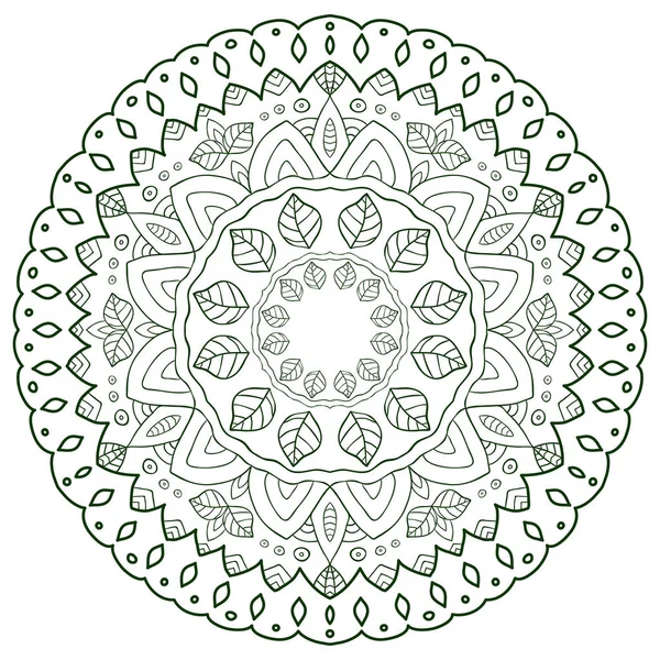 Unique mandala design. Round ornamental pattern for coloring book pages. Circle ornament for henna tattoo design. — Stock Vector