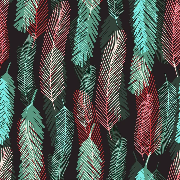 Fashion seamless pattern with colorful feathers. Vector bright texture for wrapping or textile. — Stock Vector