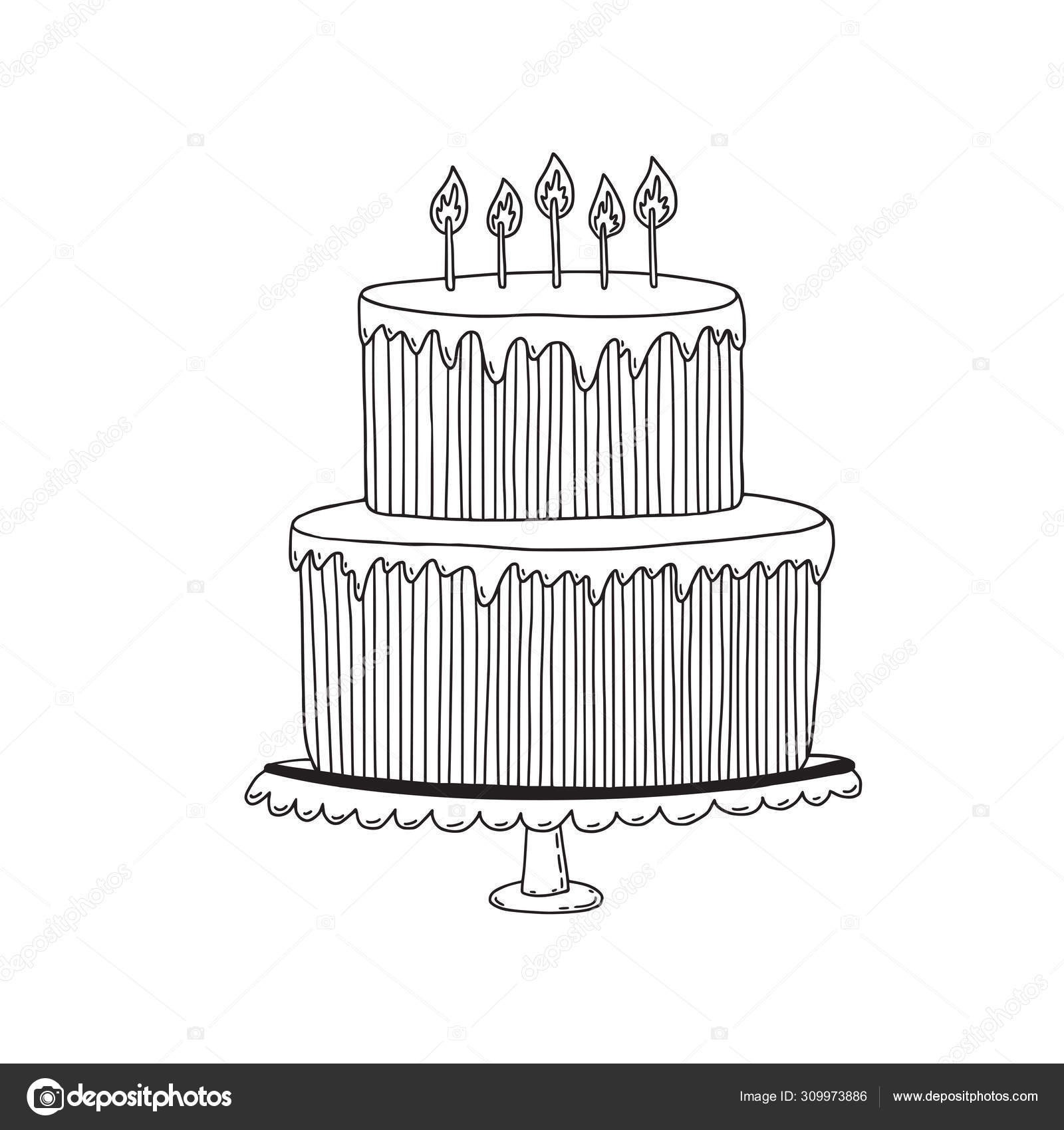 Illustration Gateau Anniversaire Invitation Decoration Vectorielle Gateau Anniversaire Pour Carte Image Vectorielle Par M Ion C Illustration
