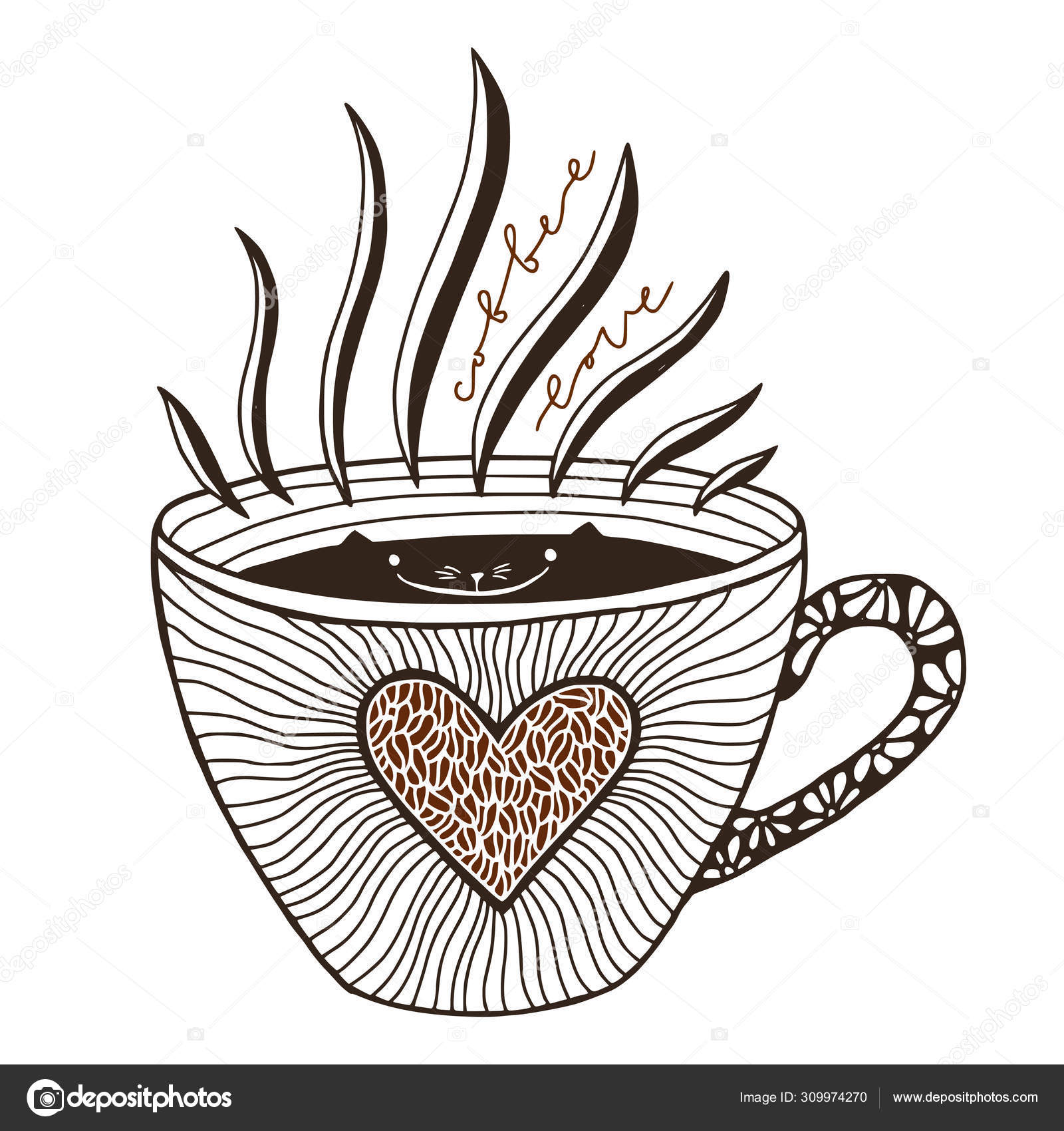 Cartoon coffee mug Vector Art Stock Images | Depositphotos
