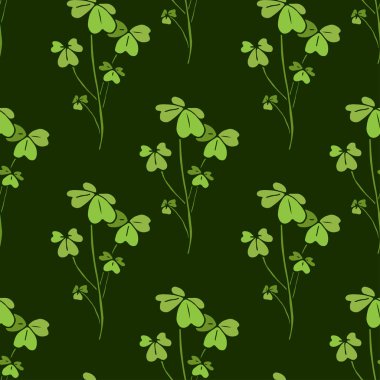 Shamrock kusursuz desen. Doğa tekstil tasarımı. Yeşil renklerde vektör shamrock baskı