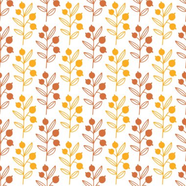 Çiçek dikişsiz desen. Dalları ve çilek arka plan. Doğa tekstil idalıbı. Sonbahar vektör tasarımı