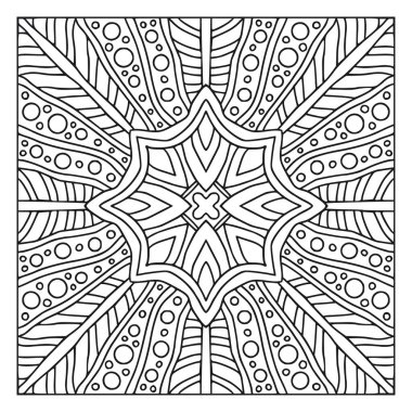 Boyama kitabı sayfa yazdırın. Oryantal doğrusal desen. Vektör siyah ve beyaz arka plan. Tekstil için şablon. Geometrik süslemeli süs deseni