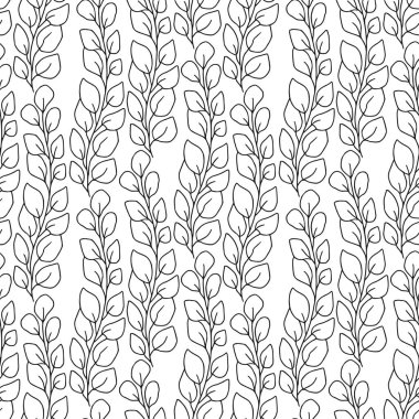 Çiçek dikişsiz arka plan. Vektör desen tasarımı. Benzersiz dalları ile doğal dikişsiz desen