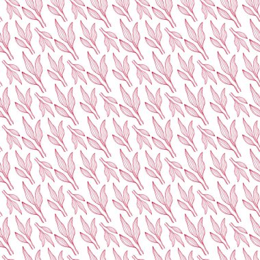Linear leaves seamless pattern. Nature repeating background . Floral pattern for wrapping, textile, wallpaper design