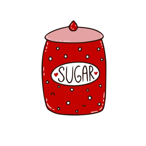 Şeker Kase Vektör Simgesi Kırmızı Kavanoz Illüstrasyon Mutfak Şeker Kavanozu — Stok Vektör