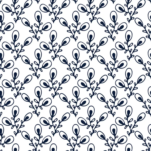 Fundo Preto Branco Vintage Padrão Sem Costura Floral Design Têxtil — Vetor de Stock