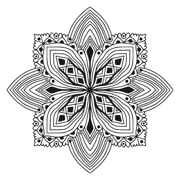 Mandala Ornemental Design Art Tatouage Modèle Ornement Linéaire Livre Colorier — Image vectorielle