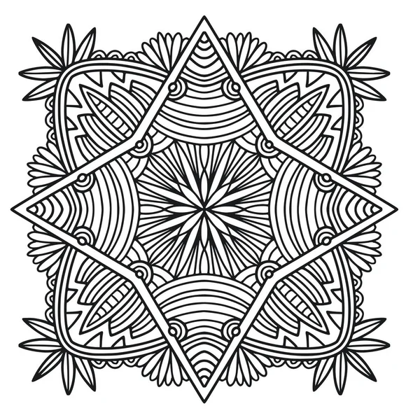 Mandala Ornamental Desenho Arte Tatuagem Padrão Ornamento Linear Desenho Livro — Vetor de Stock