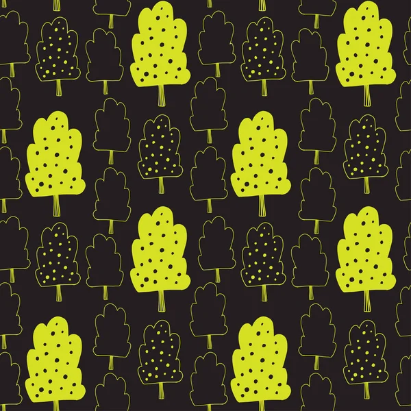 Ağaçlar Dikişsiz Desen Karikatür Yaratıcı Ağaçlar Süs Bebek Tekstili Tasarımı — Stok Vektör