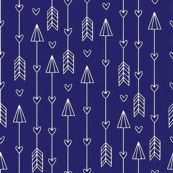Seamless Pattern Arrows Modern Ethnic Print Minimalistic Arrows Blue Background — Stock Vector