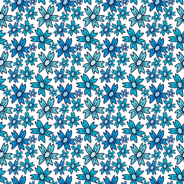 Cornflower Seamless Pattern Floral Background Modern Flowers Pattern Blue Cornflowers — Stock Vector