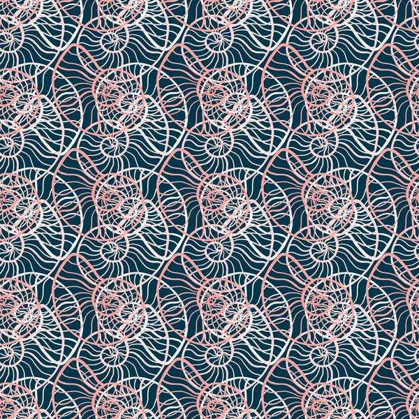 Оболонки Безшовні Морський Фон Текстильного Друку Дизайн Візерунка Оболонки — стоковий вектор